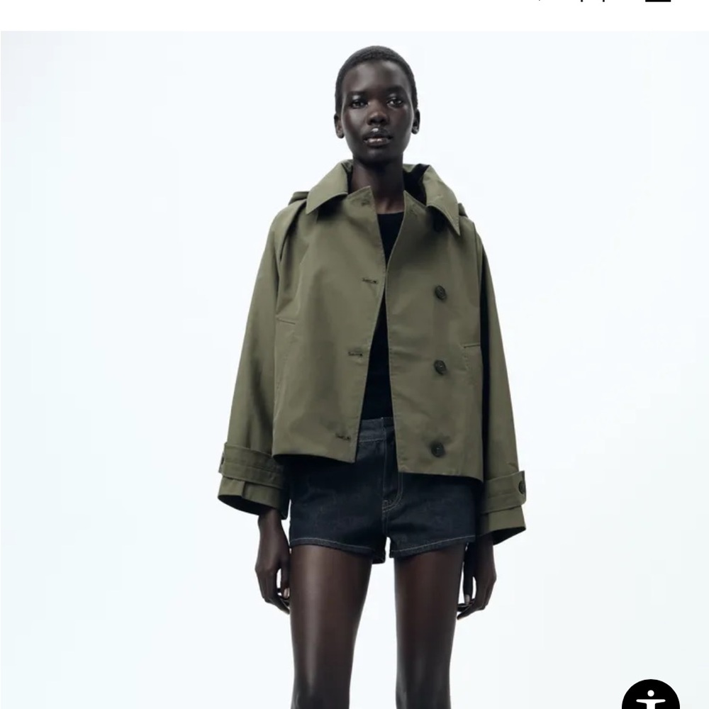 Zara Women’s Olive Short Hooded Trench